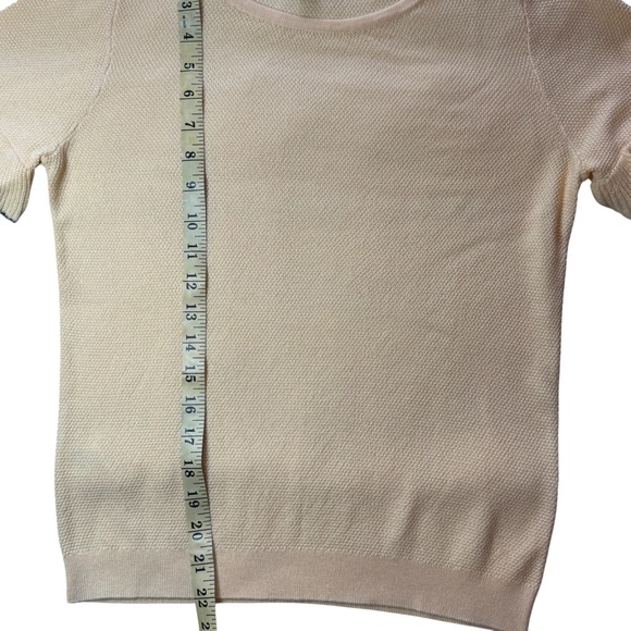 Ann Taylor Butter Yellow Ruffle Short Sleeve Lightweight Small Petite Sweater - Picture 3 of 7